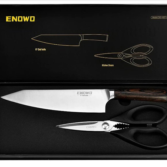 ENOWO:  2 pc  "MINIMALIST" - KNIFE & SCISSORS SET (Black) - Picture 5 of 9